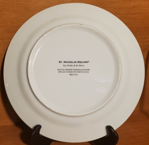 St. Nicholas Square EAT DRINK & BE MERRY LAUGHING ALL THE WAY Salad plate 9" EUC - Picture 4 of 5