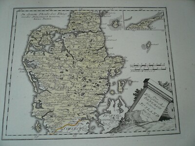 Denmark, anno 1790, map, Reilly Kupferkarte, verlegt von Reilly F.J., Wien, Blat