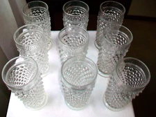 9 VINTAGE ANCHOR HOCKING DEPRESSION HOBNAIL 13 OZ FLAT ICED TEA  RARE 1934- 1936