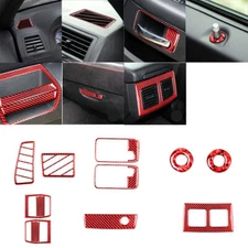 For Dodge Challenger 2008-2014 Red Carbon Fiber Car Interior Full Kit Cover Trim