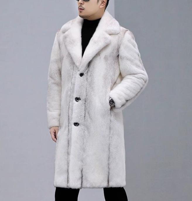 Men's Faux Fur Winter Warm Trench coat Casual Long Sleeve Outwear Oversize  New - Main Image