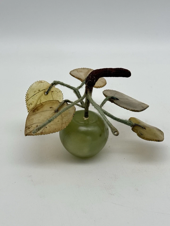 Vintage Jade Alabaster APPLE Small Stone  MCM Carved - Image 3 of 4