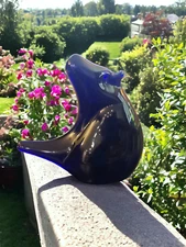 Cobalt Blue Hand Blown Bird Figurine Art Glass Dark