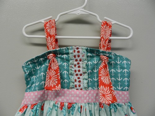 Matilda Jane Platinum size 8 Knot Top Floral Anchors Ladybug - Picture 3 of 8