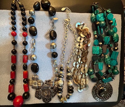 Mixed Lot Of Vintage Jewelry 6 Pieces Marked And Unmarked Statement Necklaces - Picture 9 of 11