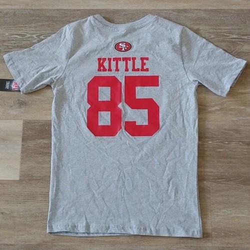 NWT NFL San Francisco 49ers George Kittle Boys Jersey T-Shirt Grey Size L - Picture 3 of 7
