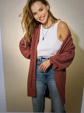 HYFVE Rusty Mauve Chenille Cable Sweater NWT S