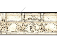 Architectural Roman Greek Statue Beige Cream Black Wallpaper Border RARE