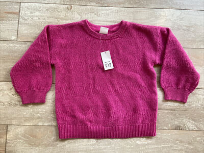Gap Baby Girl Crew Neck Pullover Sweater Happy Pink 2T Metallic Thread Knit