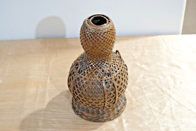 Vintage Rattan pumpkin Gourd 6 x 10 inches