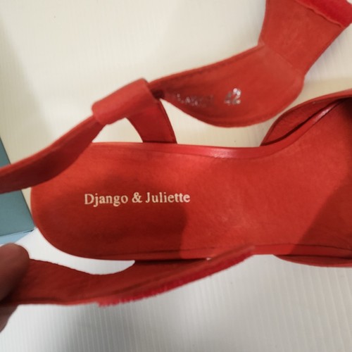 ZAPATOS DJANGO & JULIETTE *** TACONES GRANDES Punta Abierta Cuero Rojo Parte Superior Talla 42 - Imagen 6 de 9