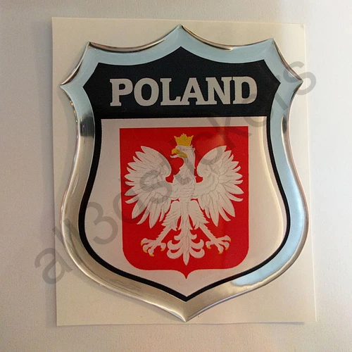 Sticker Poland Emblem Coat of Arms Shield 3D Resin Domed Gel Vinyl Decal Car