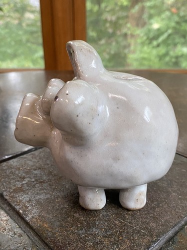 Vintage Art Pottery Coin Piggy Bank Hand Made Signed Cory Ado - Picture 6 of 9