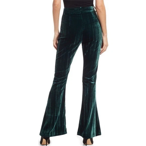 & ДРУГИЕ ИСТОРИИ Бархатные Брюки с Высокой Подъемностью Расклешенные в Лесу Зеленые Размер M - Изображение 3 из 4