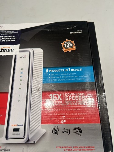 ARRIS SURFboard SBG6900AC Docsis 3.0 16x4 Cable Modem/ Wi-Fi AC1900, Router - Picture 5 of 10