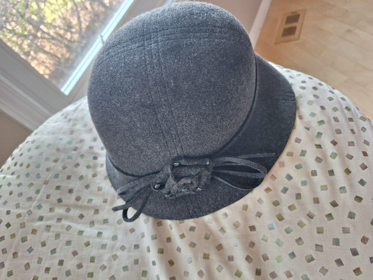 Nordstrom 100% Wool Felt Cloche Bucket Hat One Size DARK 