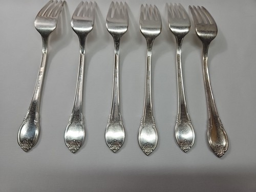 6 1847 Rogers Bros. 100th Anniversary REMBRANCE versilberte Abendessen Gabeln 1947 - Bild 5 von 10
