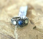 *VINTAGE*  925 STERLING SILVER LAPIS LAZULI & CITRINE BAND RING SIZE 8.75
