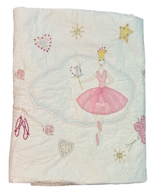 Shabby Chic Kids Twin Ballett Fairy Comforter Cotton Pink Strip Enbroidered