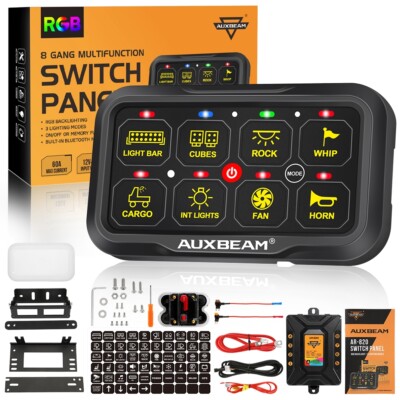 AUXBEAM 8 Gang RGB Switch Panel Light ON/OFF Controller For Can-Am Maverick X3
