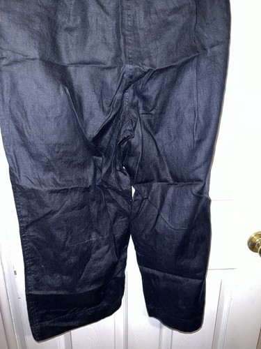 LINDEN HILL Womens Black Drawstring Pocket Crop Summer 100% Linen Pants Sz 16 - Picture 10 of 12