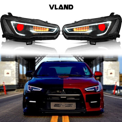 Demon Eye LED Projector Headlights w/Sequential For Mitsubishi EVO