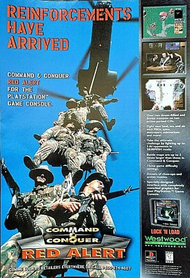 1997 COMMAND & CONQUER Red Alert Playstation PS1 = PRINT AD 7 x 10