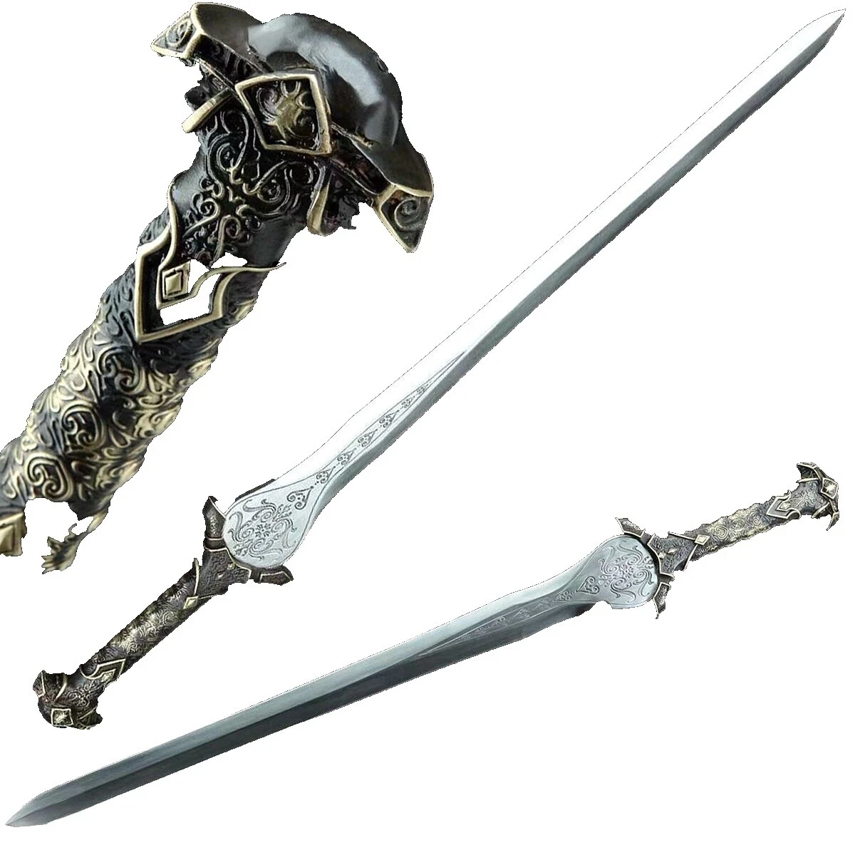 Stainless Steel Handle Ambidextrous Double-Handed Collectible Chinese Swords & Sabers