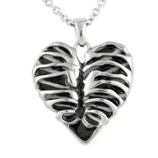 Rib Cage Heart Necklace stainless steel Skeleton Bone Pendant by controse