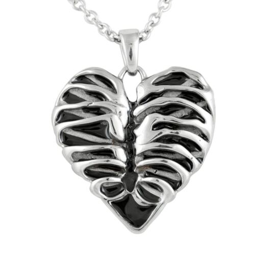 Rib Cage Heart Necklace stainless steel Skeleton Bone Pendant by controse - Picture 1 of 6