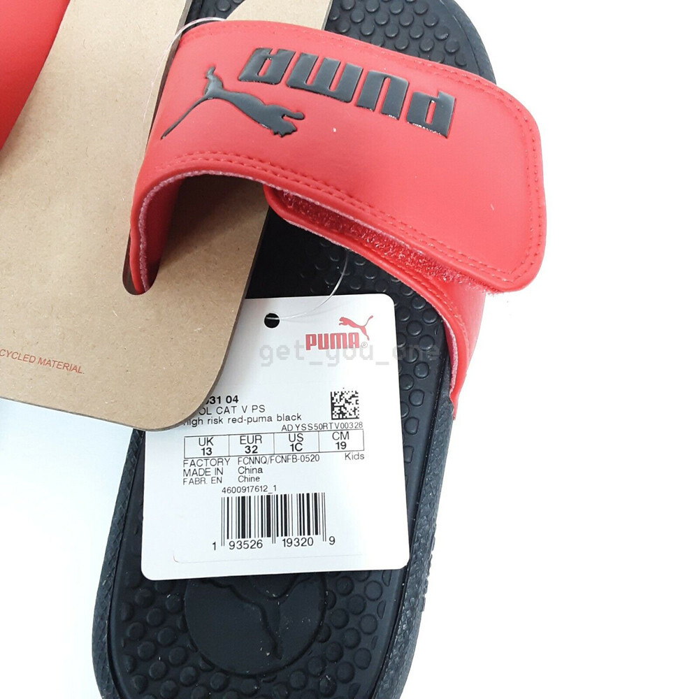 NWT Puma KIDS Size 1C Cool Cat V Slide Sandal Red/Black | eBay