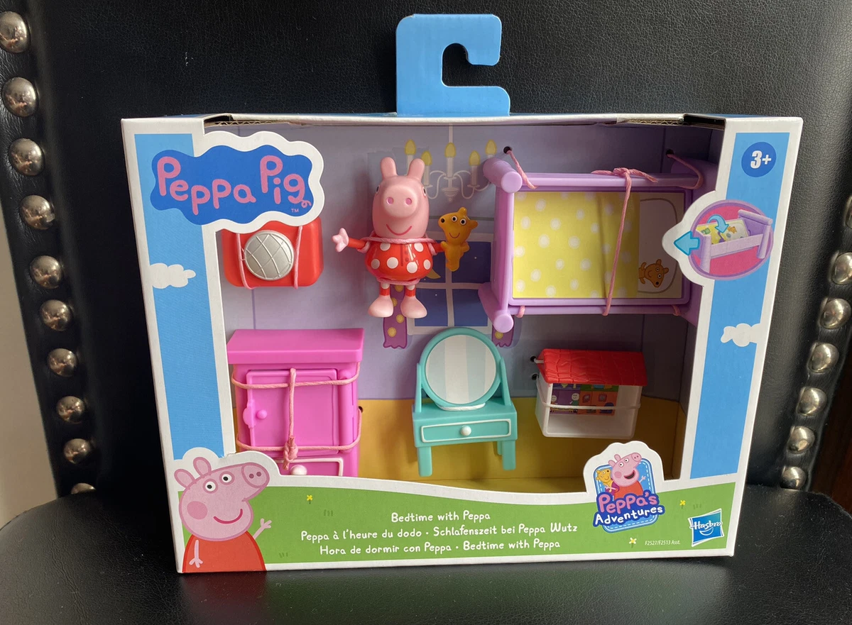 NEW Bedtime with Peppa Pig Sleepover Fun Play Set Bedroom w