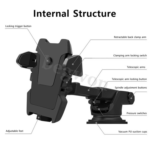 Universal 360° Windshield Mount Car Holder Cradle For Mobile Smart Phone - Picture 5 of 16