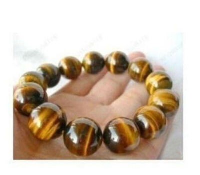 10mm African Roar Natural Yellow Tiger's Eye Round Gemstone Beads Bracelet 7.5''