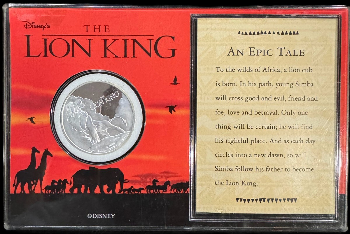 Disney's The Lion King 銀貨 1994年発行 1994 Disney The Lion King 25 grams .999 Silver Coin | eBay
