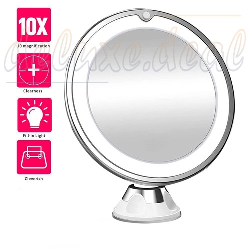 10x Magnifying Makeup Mirror LED Light Cosmetic Bathroom Round 360° Rotation - Picture 3 of 12