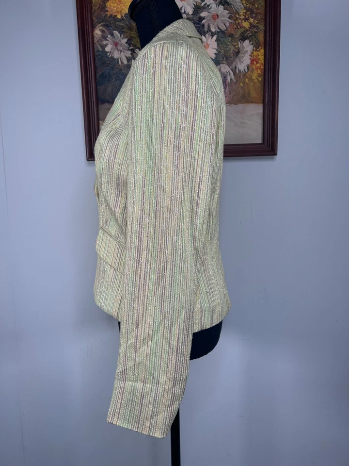 E от Eci две кнопки блейзер костюм куртка женщин 4 v-образным вырезом многоцветный полоски металлик - Изображение 2 из 4