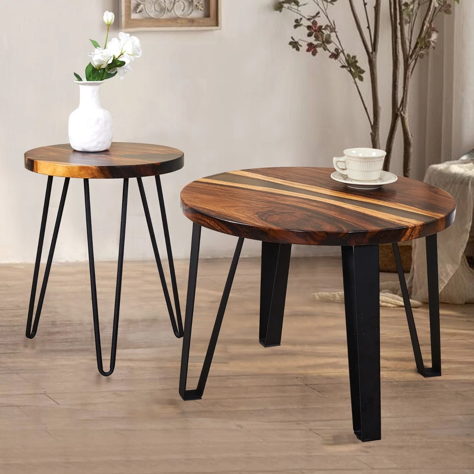 Черный круглый журнальный столик из эпоксидной смолы ручной работы эпоксидный стол речной стол домашний декор - Изображение 2 из 4