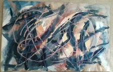 VINTAGE ABSTRACT EXPRESSIONIST WATERCOLOR MID CENTURY JACOB SEMIATIN WOODSTOCK