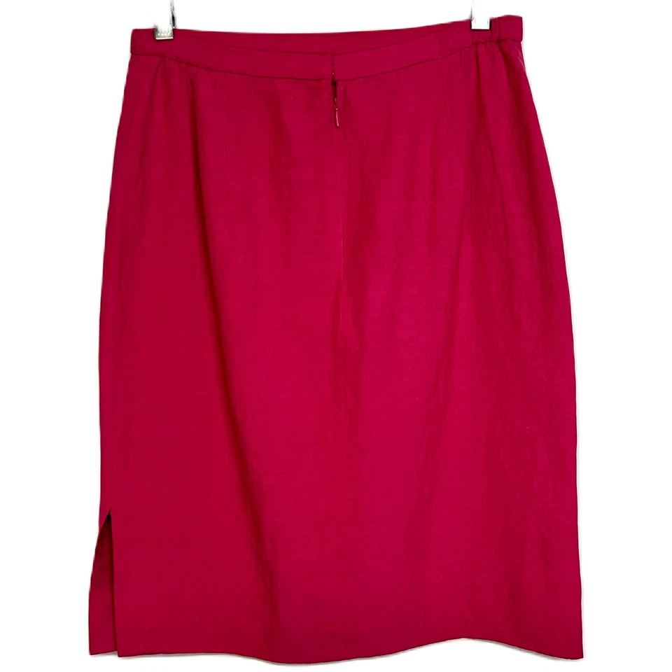 Falda Lápiz David Warren Petites Vintage Seda Lino Talla 8P Forrada Cremallera Rosa Años 90 Foto 2 de 4