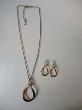 Fossil Schmuckset Edelstahl vergoldet  Rosegold  ,Kette m. Anhänger u. Ohrhänger