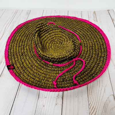 Mountain Hard Wear Brown Straw Paper Sun Hat Pink Rim Tie Did I find the country and western vibe or did it find me  main image 3