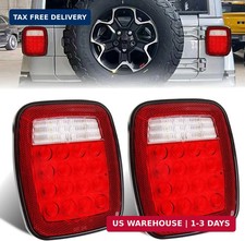 2 Pcs Universal Trailer Tail Lights Red/White 16 LED Stop Brake Turn Tail Signal