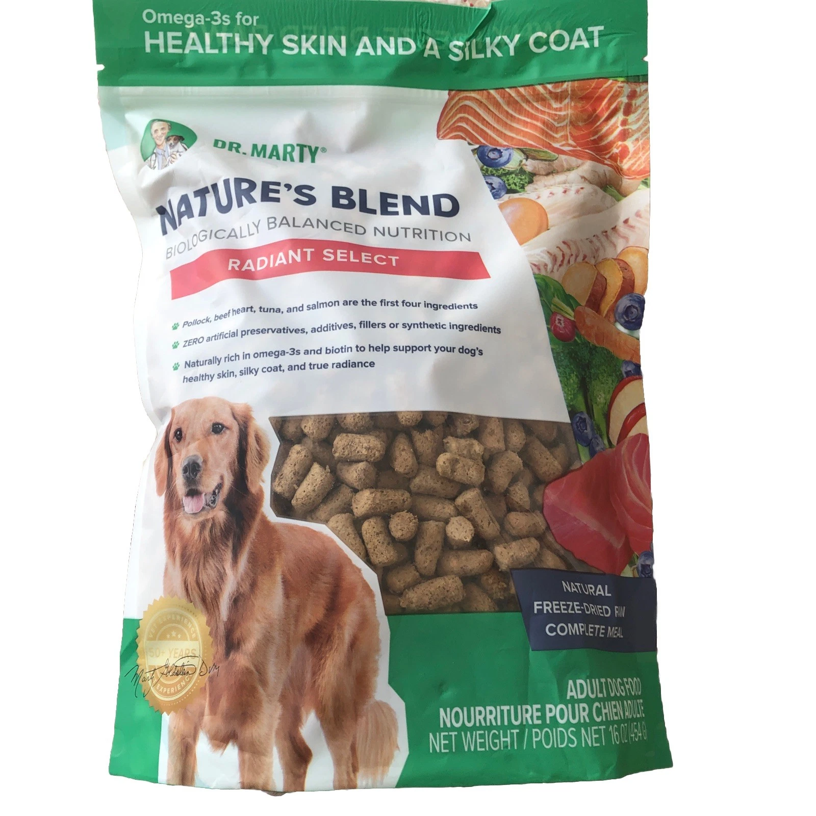 Dr Marty Blend Radiant Select Dog Food Health Skin & Silky Coat 16oz