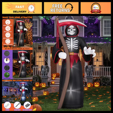 8FT Giant Grim Reaper Halloween Inflatable Yard Decor, Outdoor Blow Up Decoratio