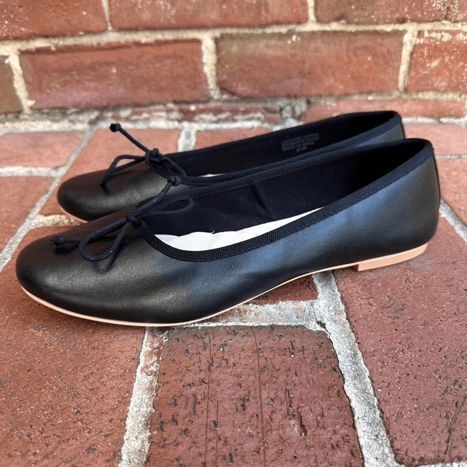 Ann Taylor loft женщин $148 черный кожаный бант верхний балетки 9 новый - Изображение 4 из 4