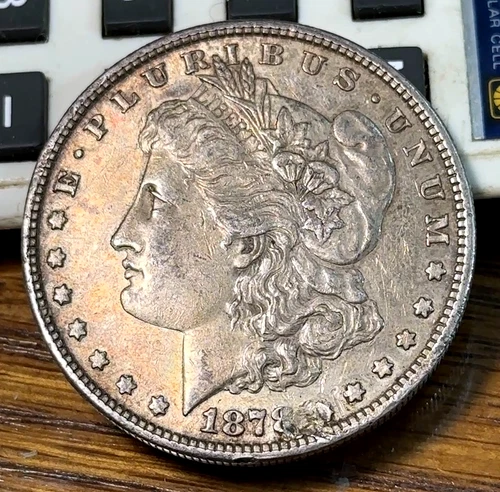 1878 8 Feathers Morgan Dollar Very Choice AU Details Heavily Doubled EPU CHRC