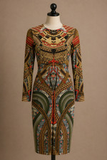 2010 Alexander McQueen Samurai Print Dress Very Nice Designer Dress RARE