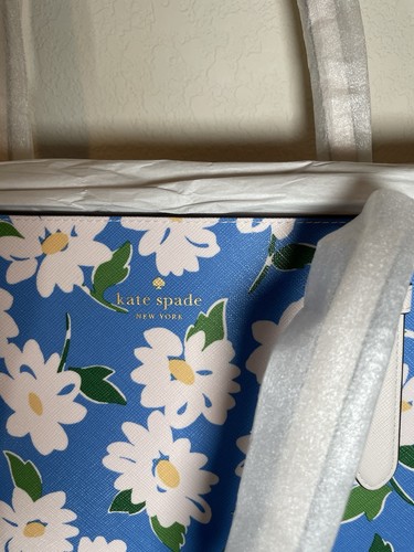 Kate Spade Charming Daisy Schuyler Tote Bag Blue And White NWT $359 Retail - Picture 6 of 8