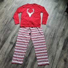 New Winter Deer Buck Theme 2-Piece Christmas Pajama Set 100 Cotton Men's Medium